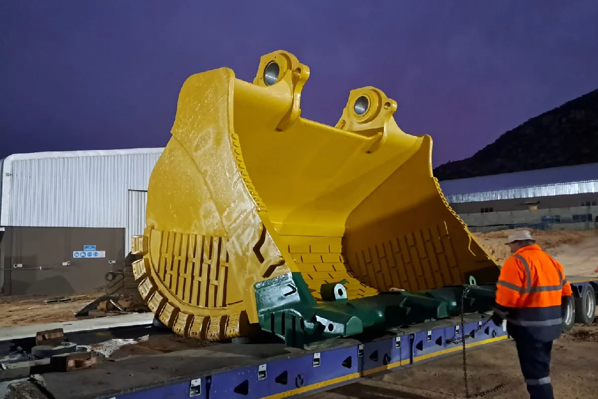 Finished heavy-duty mining bucket fabricated and repaired by CBU Engineering