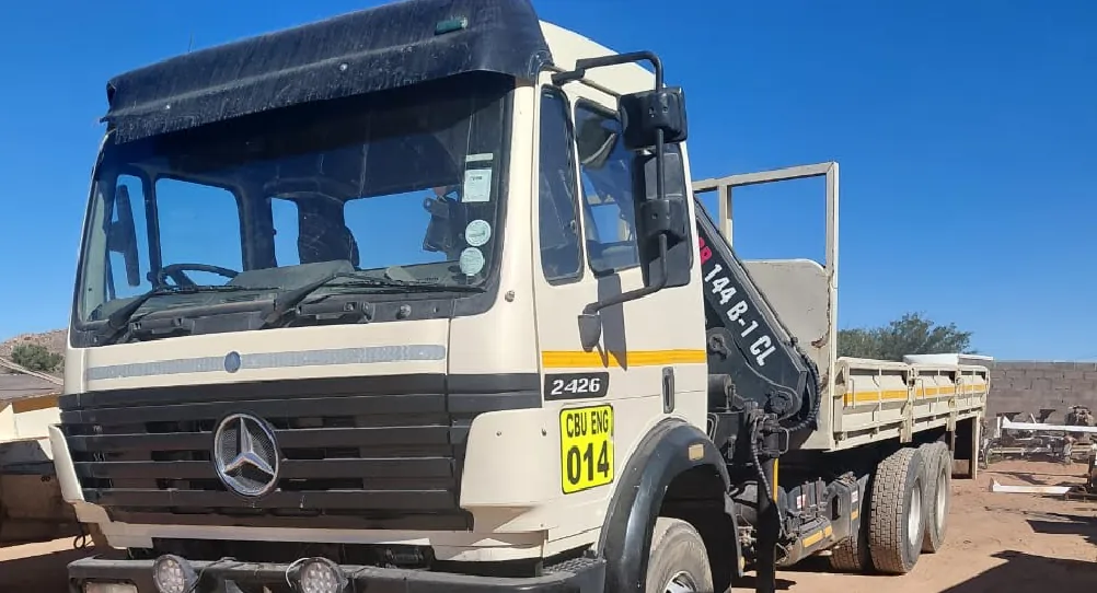 Mercedes crane truck available for plant hire