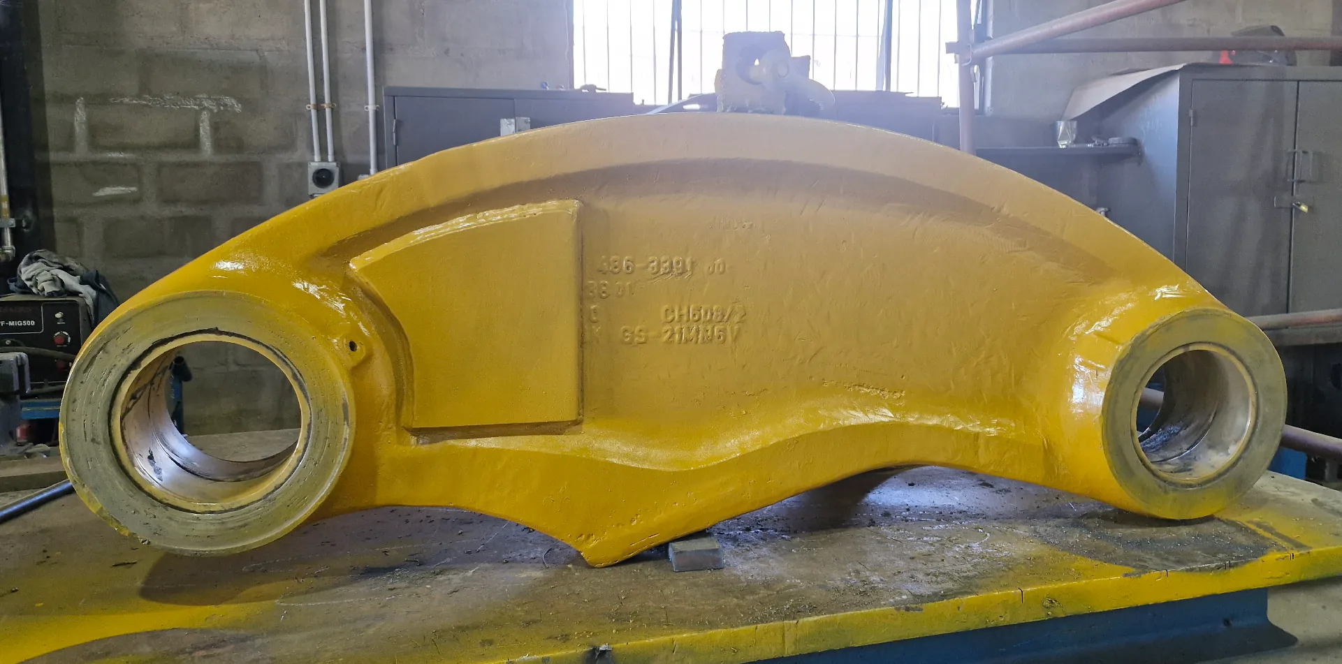 Machined heavy steel component with precision bores by CBU Engineering