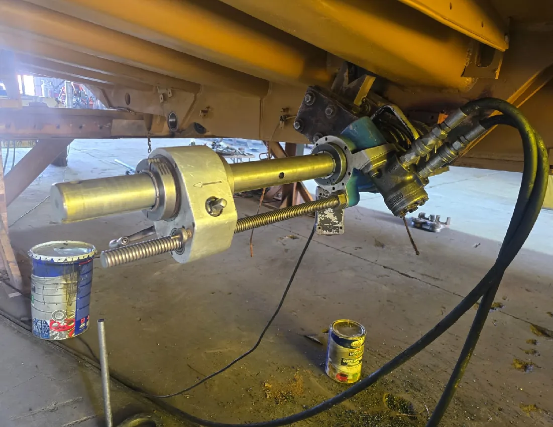 Line boring setup on a heavy equipment component by CBU Engineering