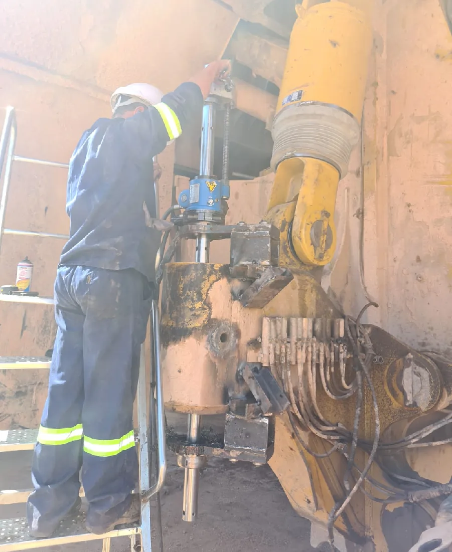 On-equipment machining work being carried out on heavy machinery