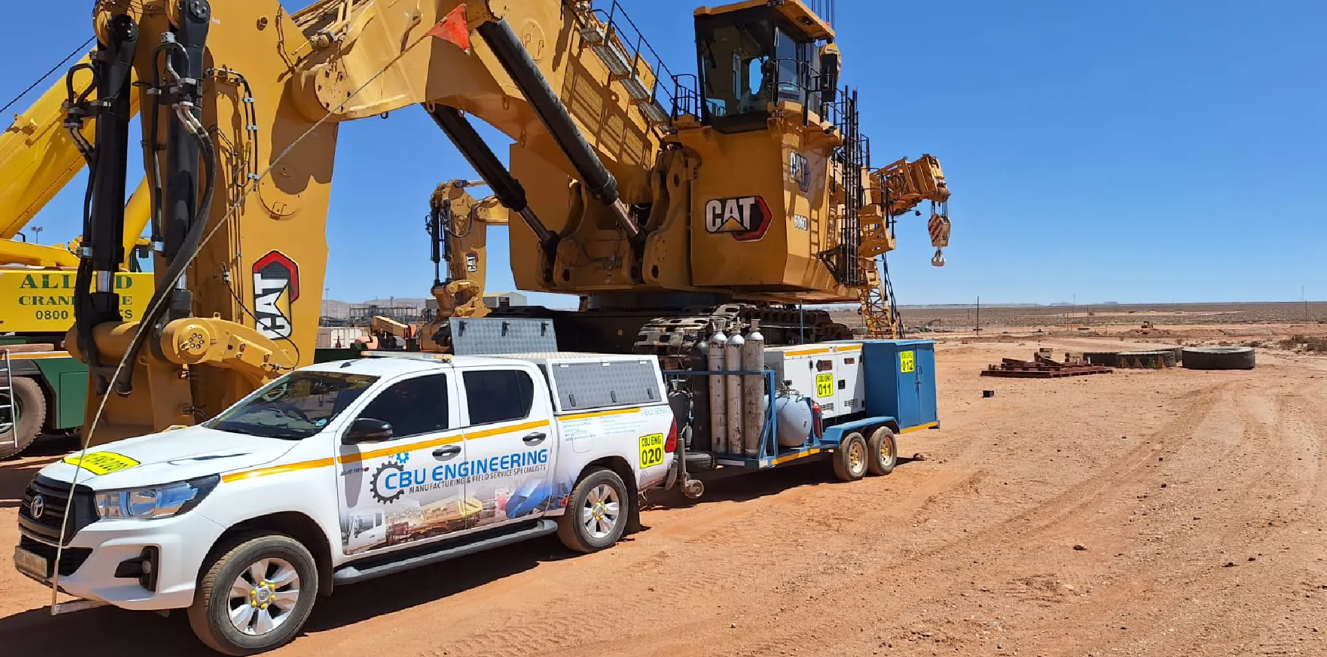 CBU Engineering project support vehicles and heavy equipment on an active site