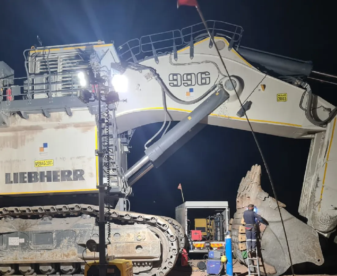 CBU Engineering providing structural repair support on heavy equipment at an operational site
