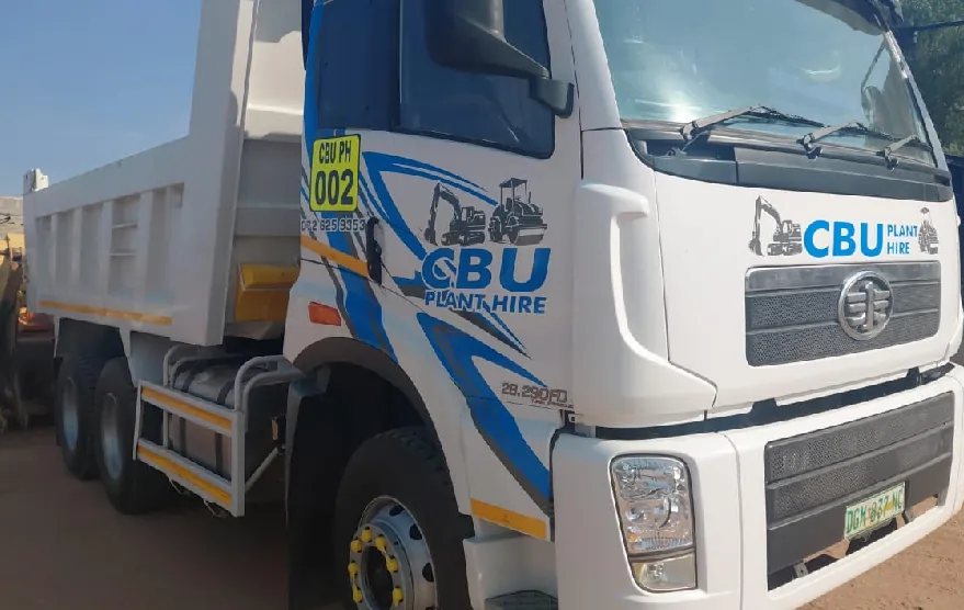 FAW 10-cube tipper truck available for hire